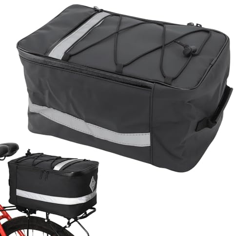 HERCHR Borsa Bici Posteriore, Borsa da Sella Impermeabile per Portabici di Grande capacità da 15 Litri con Striscia Riflettente per Bicicletta Elettrica e Strada Ciclismo All'aperto