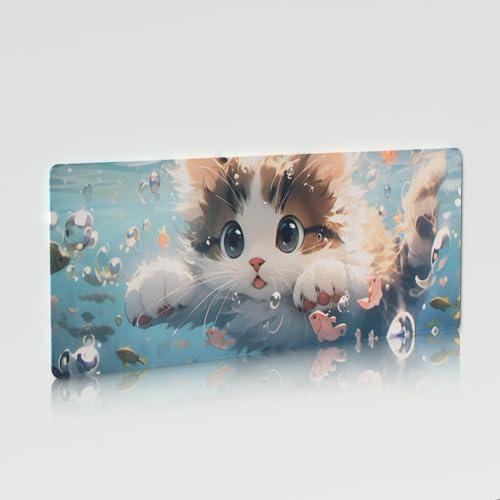 Sumgsn large mouse mat Rubber Material Non-slip Cute Cat Mousepads Used for Computer Office or Gaming（31.4 * 11.8 * 0.12in）