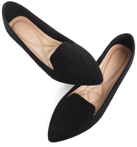 TN TANGNEST Women's Ballet Flats Solid Slip on Dress Flats Black 40-8.5