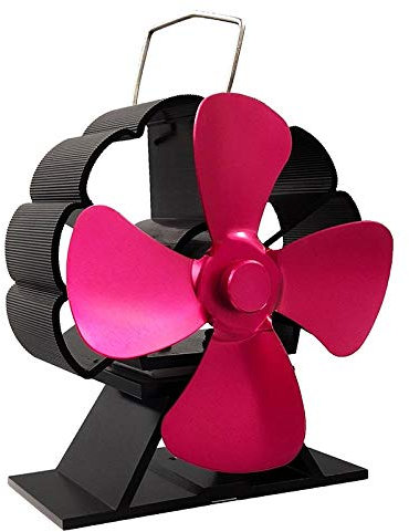 HPTHLY Mini Black Fireplace 4 Blade Heat Powered Stove Fan Log Wood BurnerFan Home Efficient Heat Distribution