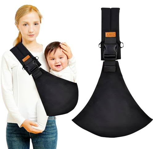 Baby Carrier,Portable Toddler Baby Sling Carrier, Soft Baby Carrier Sling with Adjustable Shoulder Straps, Wrap Carrier, Infant Sling from Newborn Up to 6-42 Months(Pure Black) (Pure Black)