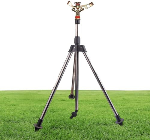 Aspersor de Agua para césped,Aspersor de trípode Giratorio - Ajuste de Altura, rociadores de Ahorro de energía, Cobertura de área Grande: Ideal para Invernadero, jardín, césped, Patio