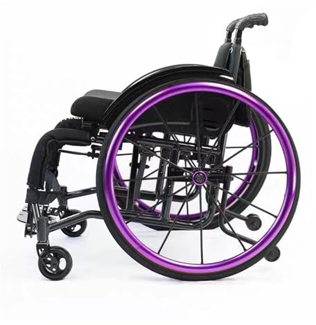 NRNQMTFZ Sportrollstühle,Superleichter Rollstuhl mit Aluminiumrahmen, 12kg,Stoßdämpfender Faltbarer Rollstühle,Rollstühle mit Selbstantrieb,Belastbarkeit 100 Kg(Seat Width 40cm,Purple)
