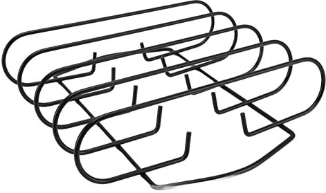 BBQ Rib Rack Iron Non Stick Grilling Rib Stand Black Barbecue Grill for Steak Lamb Chops Outdoor