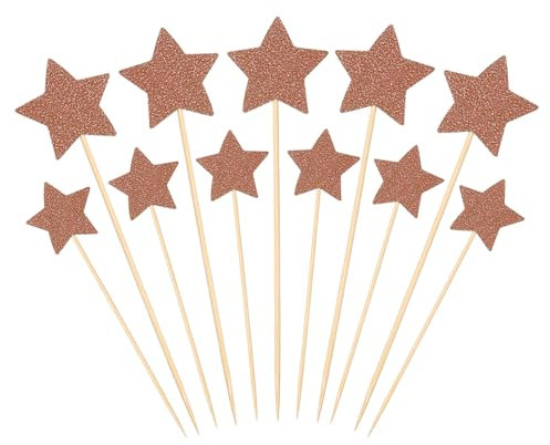 PATIKIL Little Star Cupcake Toppers, 50 Pcs Star Cupcake Picks Birthday Cake Decorations for Wedding Engagement Bridal Shower Party Supplies, Orange