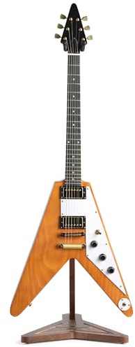 Musbeat Guitar Stand, Flying V Shape Electric Guitar Stand, Black Walnut Wood Guitar Stand Floor, Guitar Holder Stands for Electric Bass Guitar, Acoustic Wooden Guitar Rack for Home, Studio