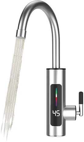 Scaldabagno Elettrico Istantaneo, Scaldabagno Istantaneo a 220 v,Rubinetto Istantaneo In Acciaio Inox,Riscaldamento Efficiente,Display Elettronico a Led，Caldo e Freddo,Adatto Per Cucine, Bagni, Ecc.