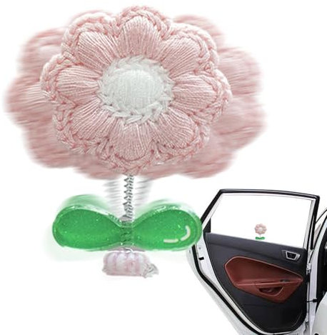 Poludatly Wackelkopf-Blumen für Auto, Bunte Auto-Innenspiegel, Heimdekor-Produkte, Blumen-Display für Armaturenbrett, Windschutzscheibe