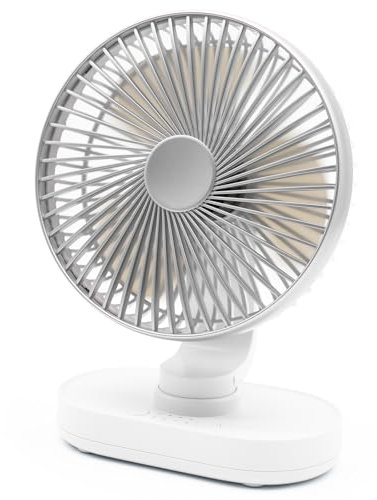 USB Desk Fan, Auto Oscillating Table Fan Silent, Portable Rechargeable Fan 4000mAh, 4 Speeds, Strong Airflow, 6.5 Inch Small Desktop Fans Cooling Quiet for Home Kitchen Bedroom Office Outdoor Travel