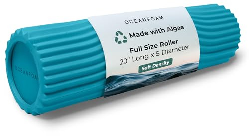 Oceanfoam Soft Tidal Roller (Miami Blue) - Low Density Foam Roller for Physical Therapy, Back Pain, Exercise & Stretching - Wave Textured - Yoga, Athletics, & Wellness - Full Size, 20 x 5