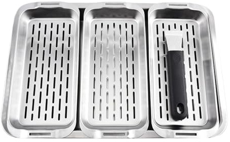 Hogvinnatil Grillkörbe | Grilltablett – rechteckige Platte mit niedrigem Rand und Boden zum Kochen im Freien, Peppperoni, Fleisch, Familientreffen und Abendessen