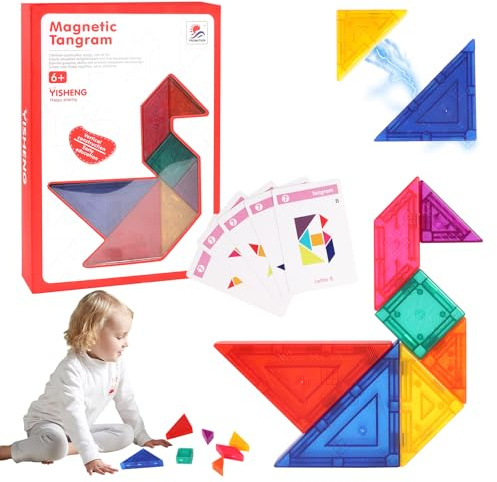 Tangram Magnetisches 3D Magnetpuzzle,Magnetische Reisespiele,Tangram Kinder,Reisespiel ab 4 Jahren,7 Geometrische Formen,Tolle Kinderpartygeschenke für Reisen, Partys