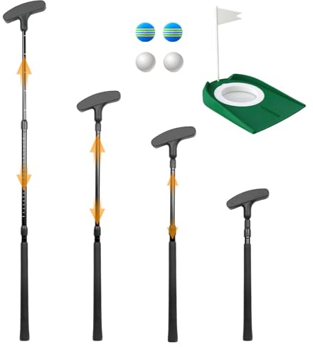 Golf Adjustable Putter, Single Pack Unisex Mini Putter, Can Be Used By Both Left And Right Hands, Adjustable Black Putter Set, With 4 Balls And 1 Flag Cup, Suitable For Children, Teenagers And Adults.