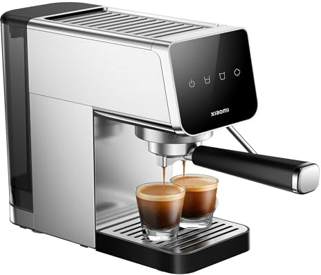 Xiaomi Petite machine à café expresso semi-automatique de 20 bars de 35,6 cm de large pour expresso et cappuccino avec mousseur à lait, réservoir d'eau amovible de 0,9 l pour