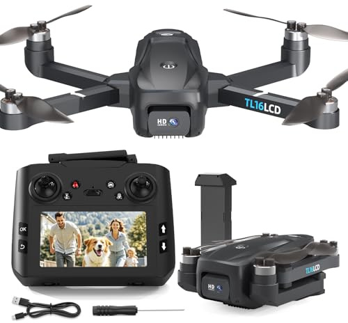 Tolatoyus TL16LCD Drone avec Camera 4K, Drone GPS pour Débutants avec Télécommande LCD Retour Automatique Follow Me Transmission en Temps Réel 5G Drones FPV pour Adultes