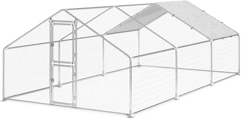 YITAHOME Poulailler XXL avec enclos - 3 x 2 m - Grand enclos pour 10 poules avec double verrouillage - Housse de protection UV imperméable et toit pointu pour poules, lapins et petits animaux (3 x 6 x