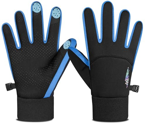 rivmount Kids Warm Winter Gloves Touchscreen Water-Resistant Cycling Running Skiing in Outdoor Cold Weather for Boy Girl Blue M