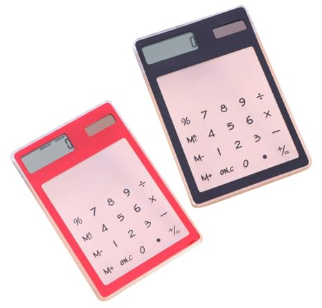iplusmile 2 pièces Calculatrice de Poche Portable Touch Screen Calculatrice à Écran Tactile Double Alimentation Solaire Compacte et pour École et Bureau Noir Rouge