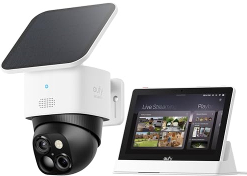 eufy Security SoloCam S340 Dual Cameras Solar Security Camera Outdoor Wireless, 3K Home Security Camera, 360° Surveillance, No Blind Spots, 2.4 GHz Wi-Fi, HomeBase S380 Compatible, No Monthly Fee