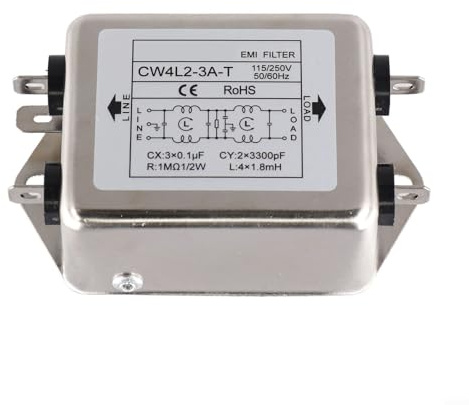 Filtro de alimentación monofásico de doble sección 3A/10A/20A Serie Cw4L2, supresión de ruido de 50/60Hz, rango de frecuencia de 0-30 MHz, carcasa de metal (Cw4L2-3A-T)