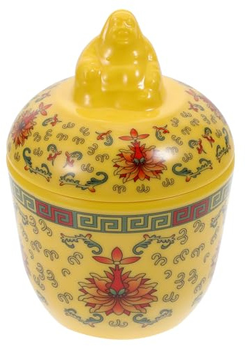 BESPORTBLE Cuenco de Cerámica para Guisar Amarillo Resistente al Calor con Tapa Taza para Sopa Versátil para Cocina y Restaurante Vajilla Ligera y Fácil de Limpiar para Uso Doméstico y