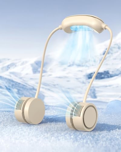 ViSSKO Nuovo 2026 Ventilatore da Collo con Raffreddamento, Supporto Cervicale Personale Senza Mani,3Velocità, Batteria Ricaricabile 1600mAh USB-C,per Lavoro,Viaggi,Sport all'Aperto,albicocca