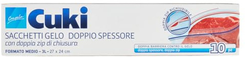 Cuki Congela Sacchetti Gelo Doppio Spessore Formato Medio - 3L- 27 x 24 cm 10 pz
