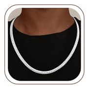 UPFAI 925 Sterling Silver Chain Necklace for Men, 5mm/6mm Diamond Cut Cuban Link Curb Chain Silver Jewellery, Holiday Present 18 20 22 24 Inches
