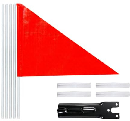 Bandera Seguridad Bicicleta Ajustable, Impermeable, Altura hasta 150cm | Tejido de poliéster resistente al desgarro, 5 varillas de bandera, alta visibilidad, instalación sencilla