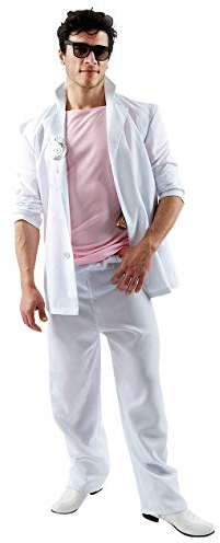 ORION COSTUMES Men's Pink & White Florida Detective 80s TV Fancy Dress Costume