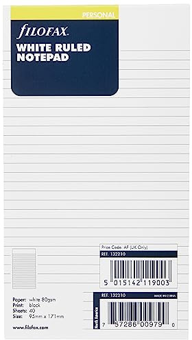 Filofax 132210 Personal Notizblock, liniert, weiß