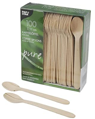 PAPSTAR 10085,100 Holzkaffee - Teelöffel, 11 cm