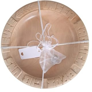 CleanPrince ca. 28-33 cm Brotteller Ahorn handgeschnitzt, UNSER TÄGLICH BROT GIB UNS HEUTE und BROTÄHRE, Holzteller Handarbeit