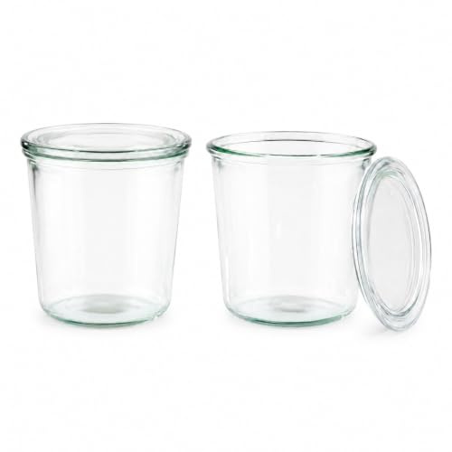 APS 82347 Set med 2 väckningsglas med lock, glasburk, fallform, 580 ml, Ø 11 cm, höjd 11 cm
