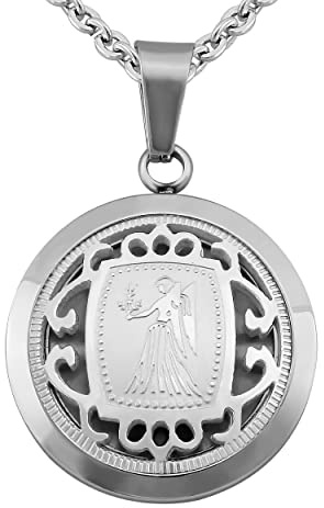 Hanessa Sternzeichen Halskette in Silber – Edelstahl Kette mit Anhänger & Gravur – Personalisierter Schmuck für Damen & Herren, 50-60 cm – 12 Sternzeichen zur Auswahl