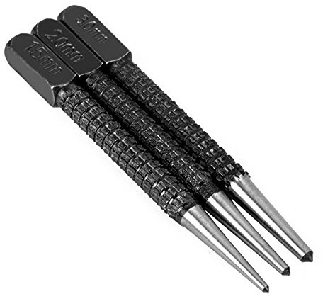 Vak 3 pcs 1,5 mm/2 mm/3 mm en acier dur de forets, N sur Slip Pointeau perceuse, alliage d'acier en métal Bois percer, Noir