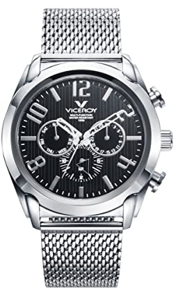 Viceroy 471195-55 - Reloj para Hombre Multifunción Acero, Esfera Negra
