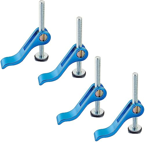 POWERTEC 4PK, 5/16”-18 Cam Clamp, Lever Clamp w/ 3 T Track Bolts, T Track clamp for Drill Press, Router Table, Work Bench, CNC Machine, Miter Saw, T Track Accessories for woodworking (71502)