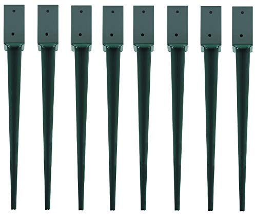 Woodside Steel Fence Post Holders, 75mm/3” Square, Wooden Fencing Ground Stakes (pack of 8)