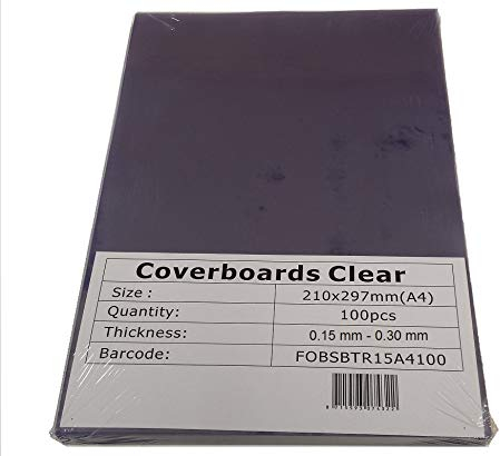 100 Einbanddeckel-Klarsichtfolien A4 300 Mikron, Glasklar, 100 Stück, transparent, PVC (210 x 297 mm)