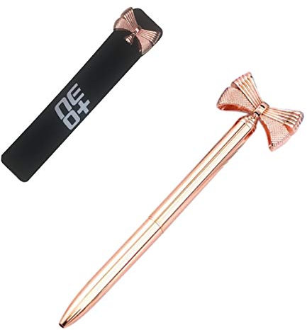 NEO+ Hochwertiger Metallkugelschreiber mit Schleife in Roségold. Stylisches Design, Kugelschreibermine und Stifttasche im Lieferumfang enthalten.