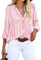 Cindeyar Bluse Damen Langarm Streifen Oberteile Casual Langarmshirt Tops Lose Baumwolle Tunika Hemd (M, Rosa)