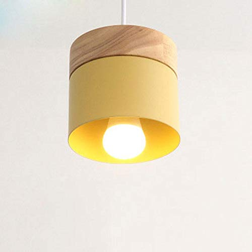 Pendellampe Nordisch Modern Einfache Eisen und Holz Süssigkeiten Farben Pendelleuchte für Hotel Büro Halle Teehaus Tea Bar Home Beleuchtungskörper-Gelb