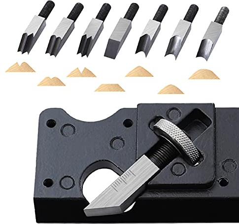 Jadeshay Holzhobel für die Holzbearbeitung, Kanteneckenhobel 45 Grad Fase Manuelle Hobelfräswerkzeuge mit 6 Bohrern
