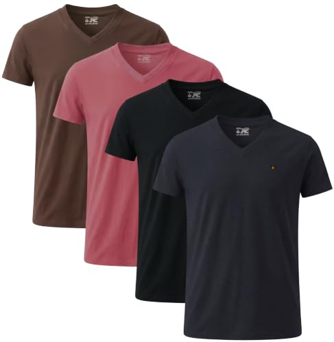 JRC Just Royal Clothing Pack de 4 camisetas de manga corta con cuello en V, estilo informal, cuello de pico, Negro , 3XL