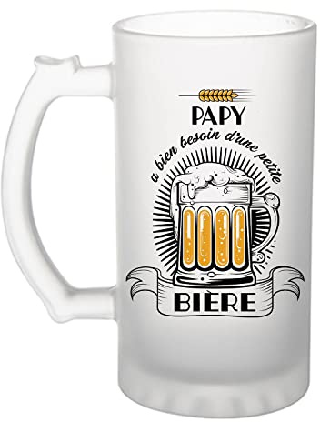 Planetee Chope de bière - Papy a besoin d'une bière - Verre à bière humour idée cadeau fête des mères anniversaire