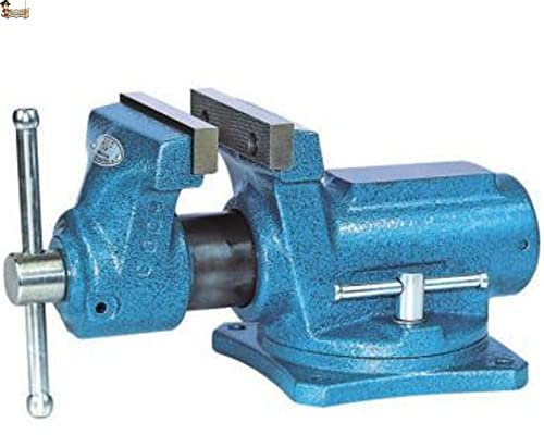 BricoLoco.com Vite da banco da lavoro professionale Tornio regolabile in acciaio 100 mm con ganasce per tavolo da lavoro Base girevole multiuso fabbro, meccanico, legno, modellismo (100 mm.)