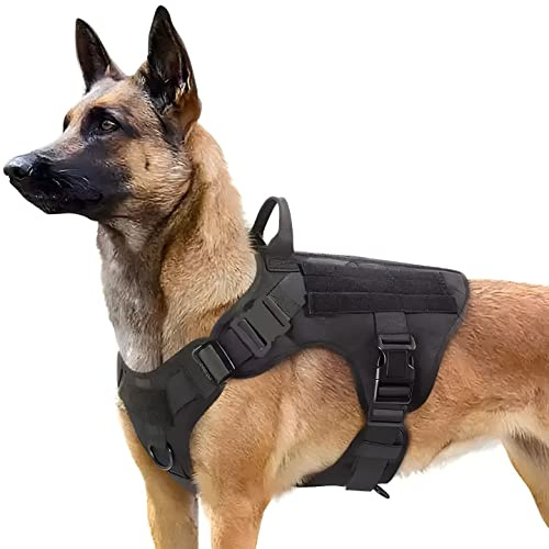 XTrador Special Force taktisches Brustgeschirr Hundegeschirr für mittelgroße und große Hunde mit Griff No Pull Sicherheitsgeschirr verstellbar gepolstert Zuggeschirr (Schwarz, L)