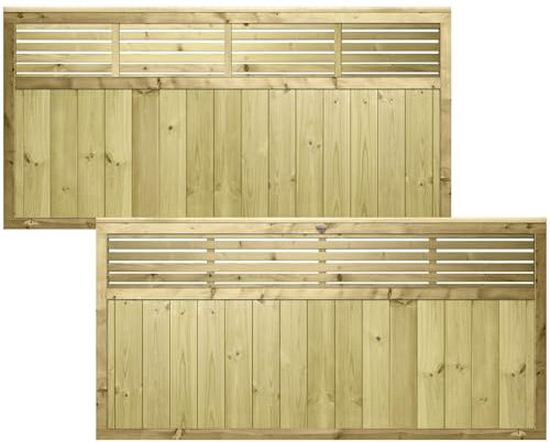 Urban Premier Vogue 6x3ft (W: 6ft x H: 3ft) Fence Panel Decorative Garden Treated Trellis Top Fully Rebated Framed with Interlocking Smooth-Planed Tongue & Groove Width 1828mm x Height: 900mm