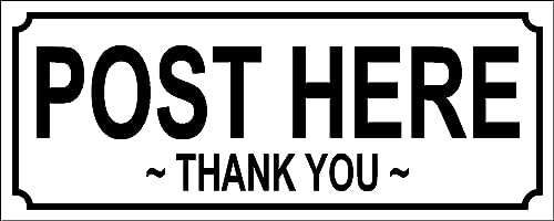 Aluminium SIGN/NOTICE ~ POST HERE THANK YOU ~ Size 15cm x 6cm ~ printed metal plaque to show where post mail letters should be left ~ letterbox box